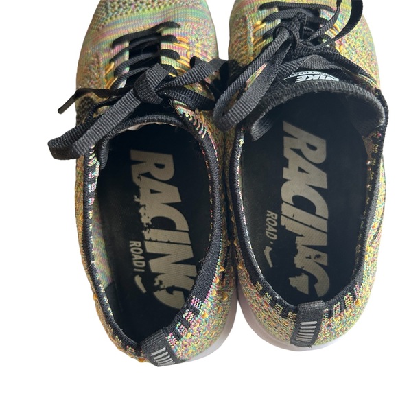 NIKE Flyknit Racer Multi Color Black Tongue Sneaker - Woman Size 8 - Picture 2 of 5
